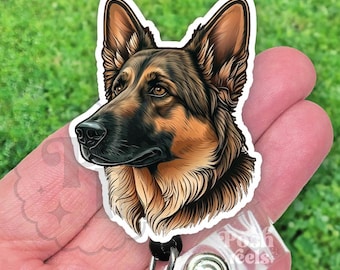 German Shepard Dog Badge Reel - German Shepard Lover Gift, Vet Tech Badge Reel, Dog Lover Gift For Nurse or Teacher Lanyard