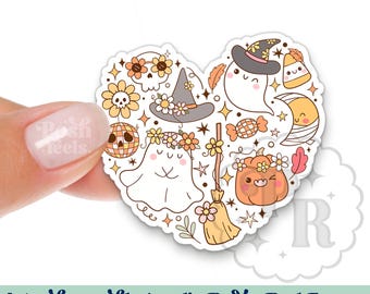 Halloween Heart Badge Reel Topper - Cute Ghost Pumpkin Bat Witch Hat Acrylic Swappable Badge Reel Holder Topper for Nurses & Teachers,