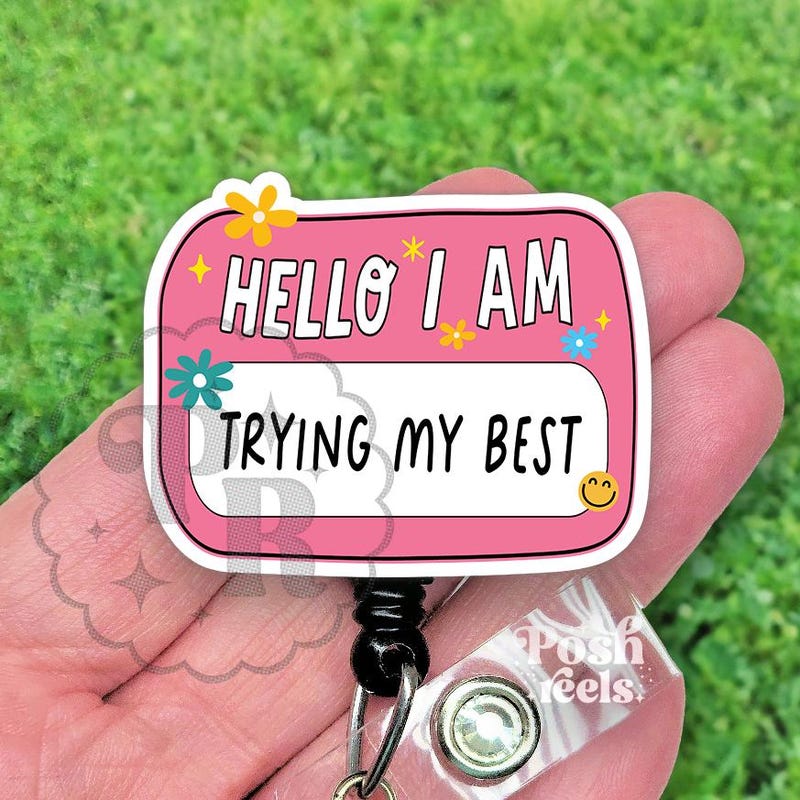 Hello Im Trying Badge - Etsy
