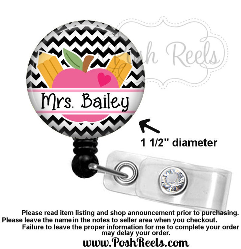 Apple Badge Holder Teacher Badge Reel School Nurse Etsy