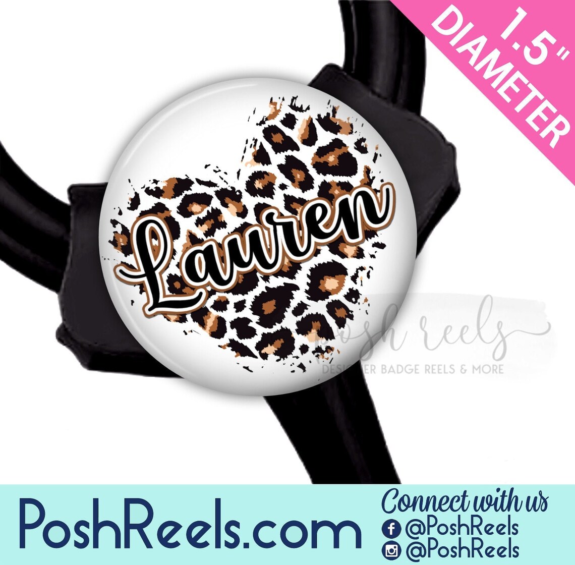 Leopard Print Heart Stethoscope ID Tag Animal Print Etsy