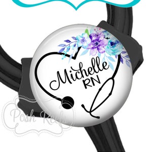 Yoke Style Stethoscope ID Tag - Fits All Stethoscopes At The Yoke - Floral Stethoscope ID Tag - Nurse Stethoscope Tag - 1688