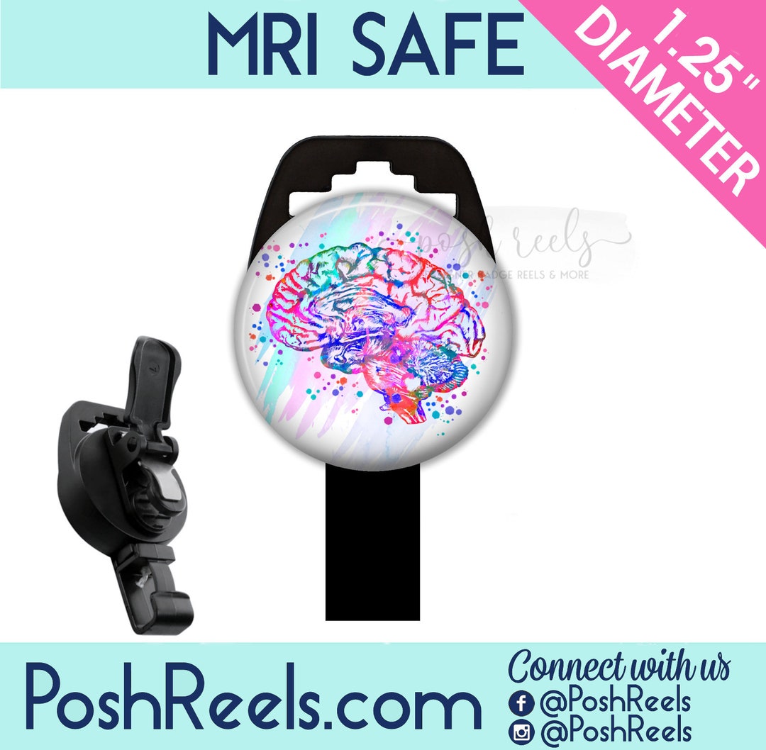 MRI Safe Retractable Badge Reel Anatomical Brain Badge Reel Etsy
