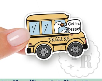 Funny Struggle Bus Interchangeable Acrylic Badge Reel Topper - Funny Yellow School Bus Acrylic Swappable Badge Holder Topper, Silly Goose