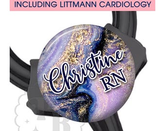 Yoke Cardiology Stethoscope Tag - Purple Marble Stethoscope Tag - Fits All Stethoscopes At The Yoke - Faux Marble Stethoscope ID Tag - 2150