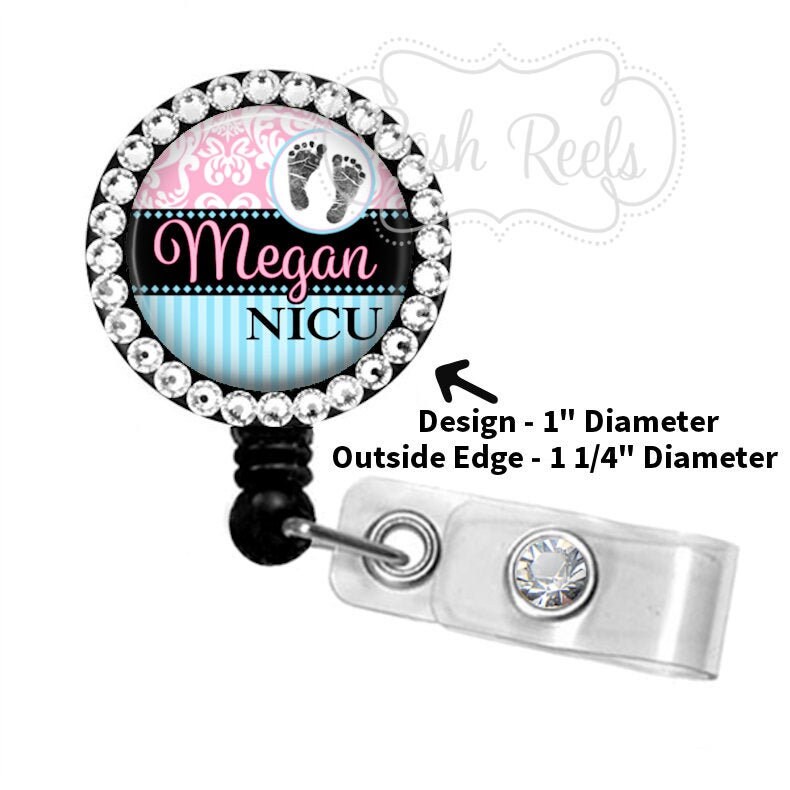 Retractable Badge Holder - L&D Bling Rhinestone, NICU Nurse Badge ID …