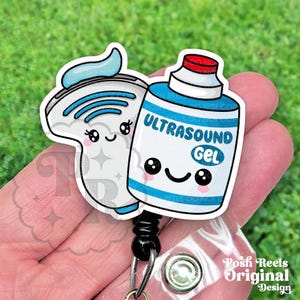 Cute Ultrasound Gel and Wand Badge Reel Badge Reel, Ultrasound Tech Acrylic Badge Holder, Sonographer, Medical Badge Reel, Heavy Duty
