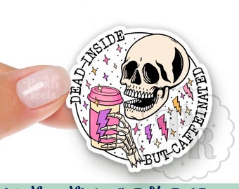 Dead Inside But Caffeinated Interchangeable Acrylic Badge Reel Topper - Funny Acrylic Swappable Badge Reel Holder Topper, Coffee Badge Reel