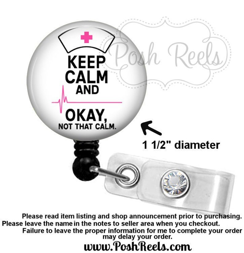Funny Nurse Badge Reel Keep Calm and OKAY Not That Calm Etsy