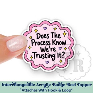 Funny Does The Process Know We're Trusting It Acrylic Badge Reel Topper - Work Humor Swappable ID Holder Topper For Nurses and Teachers