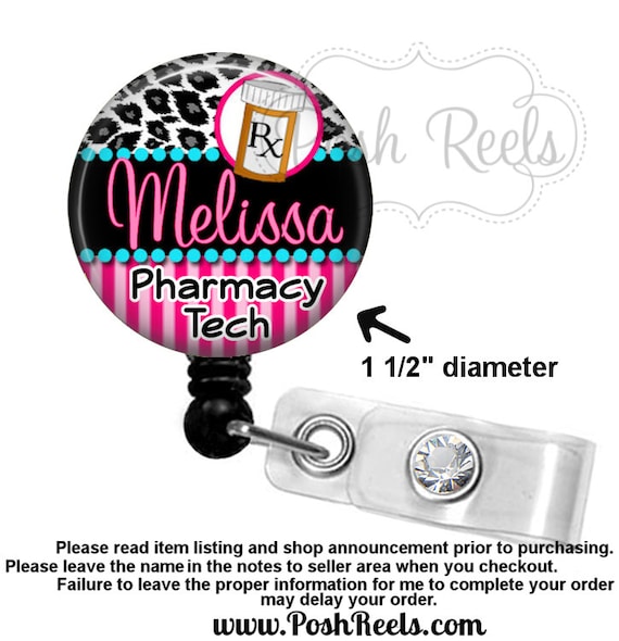 Pharmacy Technician Cute Look ~ Retractable Reel ID Badge Holder