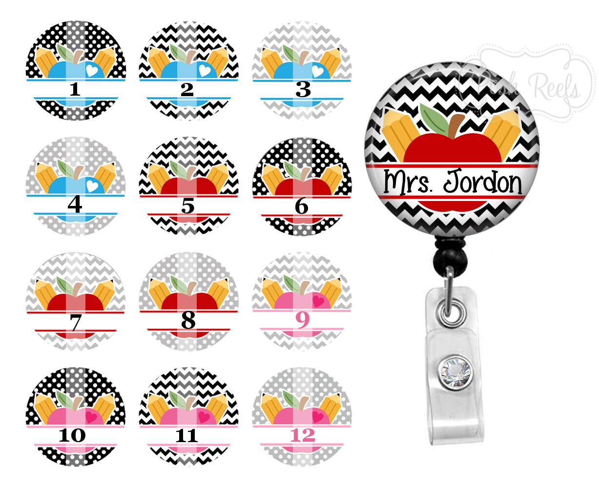 Retractable Badge Holder - Teacher Badge Reel - Apple Badge Holder - …