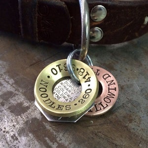 Hand Stamped Brass Dog Tag: Personalized Pet ID