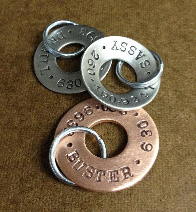 Hand Stamped Dog Tags 1-14 Brushed Stainless Steel Concave Made to Order