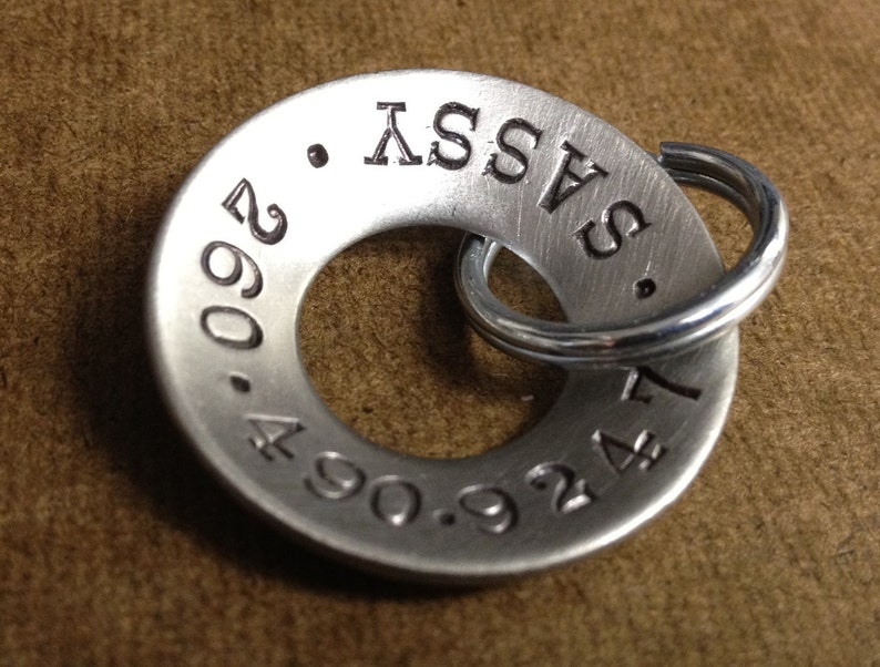 Hand Stamped Dog Tags 1-14 Brushed Stainless Steel Concave Made to Order