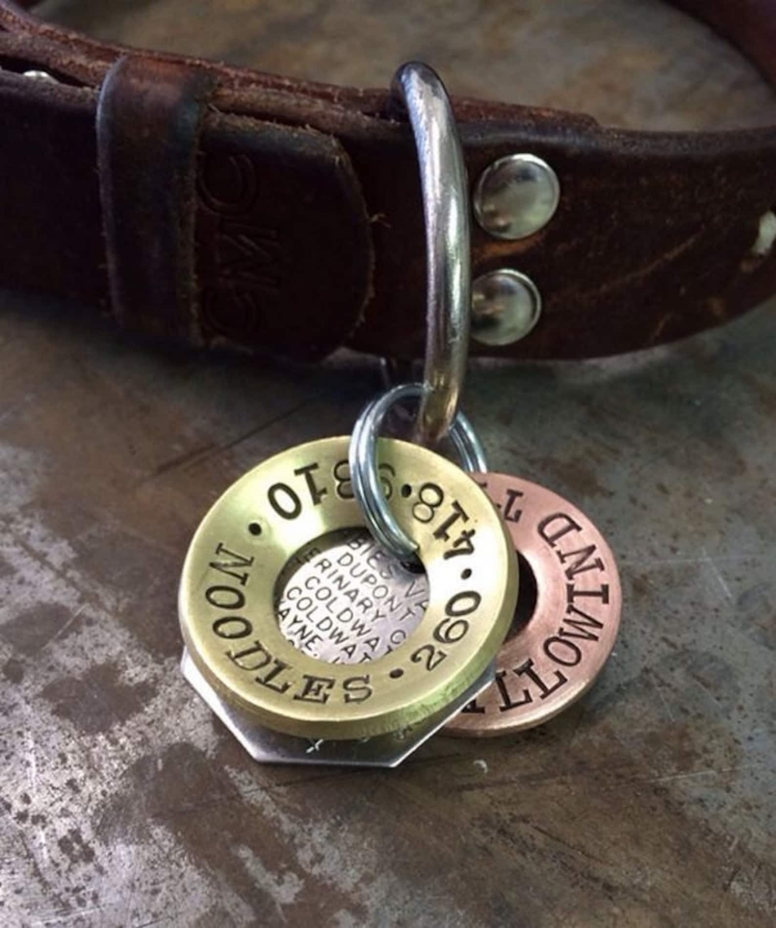 Hand Stamped Dog Tags Made to Order 11/4 Brushed Etsy