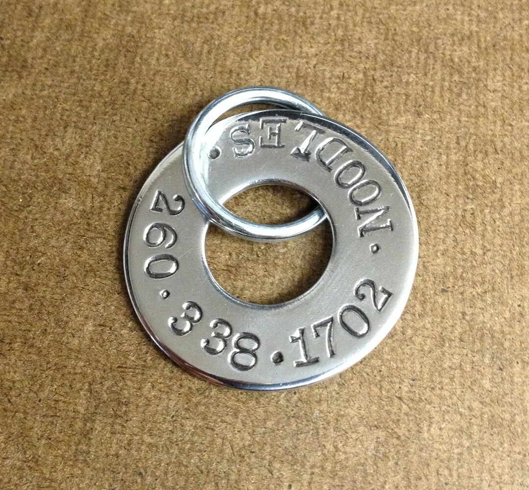 Hand Stamped Dog Tags Made to Order 11/4 Polished Stainless Steel Flat