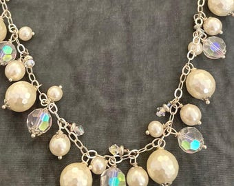 Brudhalsband/Sötvattenspärlsmycken/Iriserande pärlhalsband/Brudsmycken/Pärlhalsband/Unikt