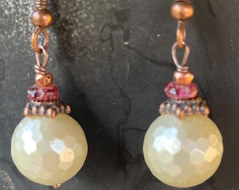 Orecchini di perle/Orecchini di rame/Gioielli di rubini/Gioielli di rame/Orecchini di perline bianche