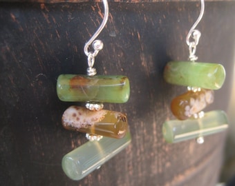 Boucles d'oreilles en perles d'aventurine/Bijoux en aventurine/Boucles d'oreilles en aventurine verte/Cadeau pour elle