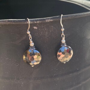 Black crystal earrings/black earrings/silver earrings