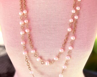 Pärlhalsband/sötvattenspärlsmycken/guld- och pärlhalsband/vita pärlsmycken/iögonfallande halsband/gåva/unikt