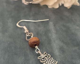 Brincos de coruja de prata/Joias de coruja/Joias de coruja de prata/Pingente de coruja/Pingente de coruja de prata/Presente/Presente para ela