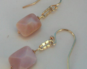 Pink Peruvian Opal earrings/gold earrings/opal earrings/gift for her/pink earrings/opal jewelry/gold earrings
