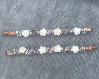 Beaded bobby pin/star hair barrette/star hair accessory/beaded hair accessory/purple hair clip/star beaded hair pin