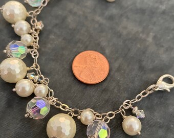 Gioielli di perle d'acqua dolce/Bracciale di perline iridescenti/Bracciale da sposa/Gioielli di perle/Gioielli da sposa/Bracciale aurora boreale/Bracciale di perle