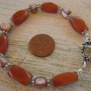 Bracelet with carnelian & moonstone beads/moonstoon jewelry/carnelian beaded bracelet