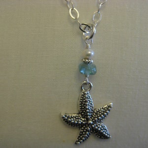 Colar de estrela do mar/ pingente de estrela do mar de prata/ colar de praia/ colar de contas de apatita