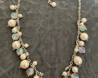 Collana da sposa/Gioielli di perle d'acqua dolce/Collana di perline iridescenti/Gioielli da sposa/Collana di perle