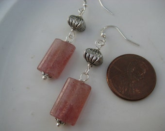 Earrings made with Brazilian ruby beads