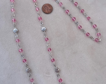 Catena per occhiali con perline rosa/Portaocchiali/Collana per occhiali con perline/Catena per occhiali da sole
