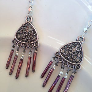 Boho oorbellen paars