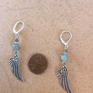 Angel wing earrings/Boho earrings/aquamarine earrings/angel earrings
