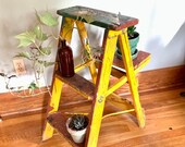 Step Stool, Kitchen Stool Shabby Chic, Wood Stool, Wood Ladder, Step Ladder, Vintage Ladder