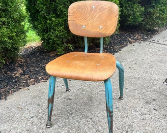 Vintage School Chairs, American Made, Wood and Metal,  12" Kindergarten Chair