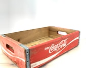 Coca Cola Wood Box, Storage Box, Advertising Box, Red, Pop crate, Soda Crate