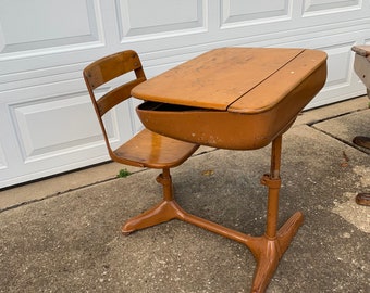 Antique School Desk Etsy