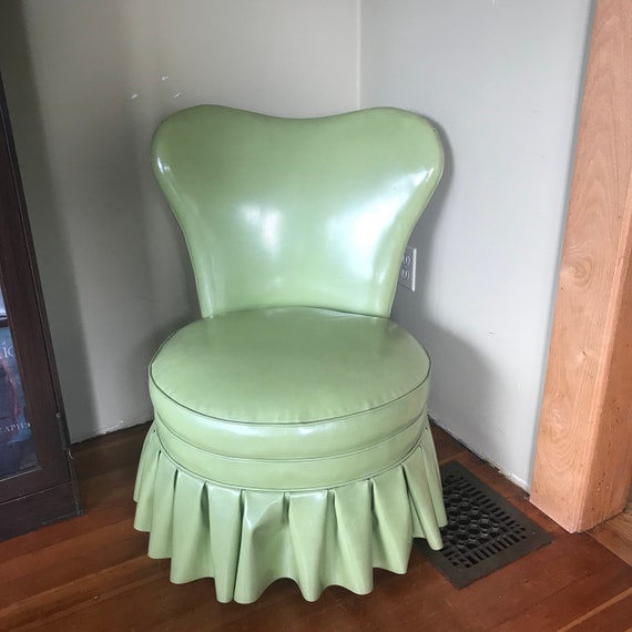 Mid Century Vinyl Slipper Chair Side Bedroom Chairboudoir Etsy