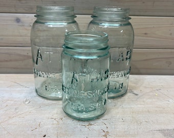 Vintage Blue Ball Mason Quart Jars, Canning jar, Pint Jar Atlas Strong Shoulder, Flower Vase