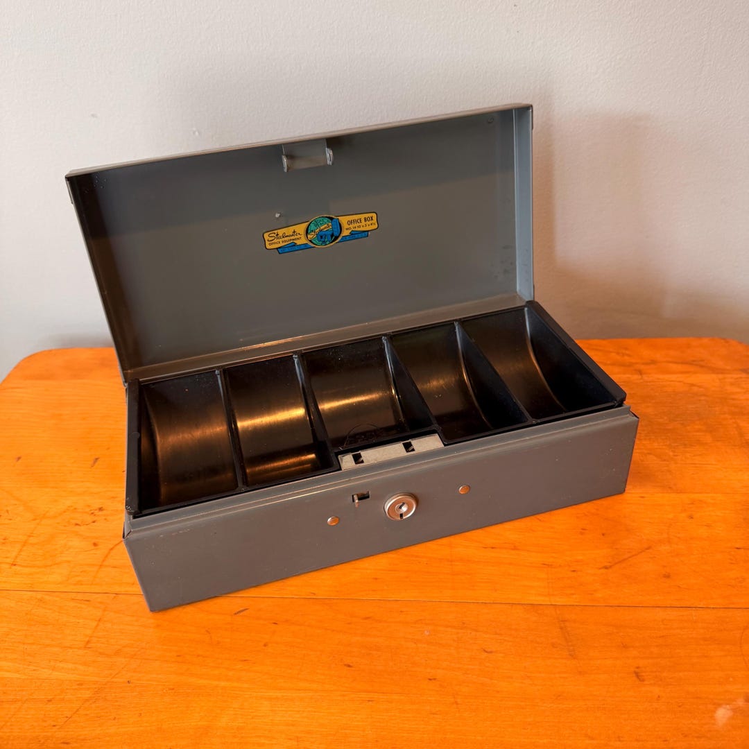 Vintage Steelmaster Locking Cash Box, Industrial Metal Money Box, Keys ...