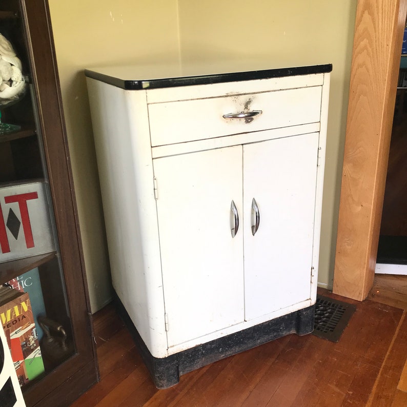 Metal Kitchen Cabinet Mid Century White Kitchen Storage Etsy