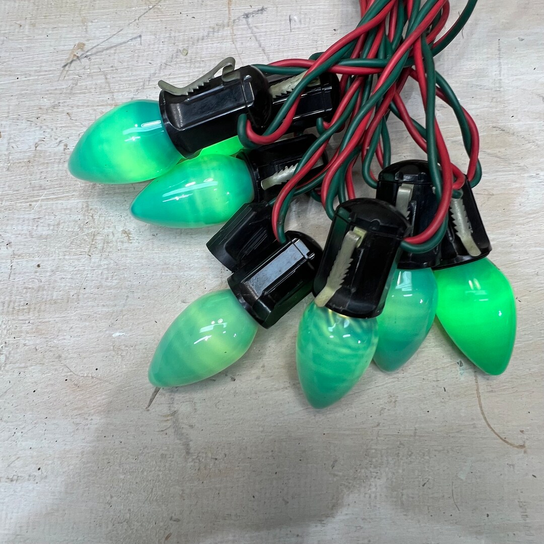 Vintage Christmas Tree Light String With Red Green Cord C9 Etsy