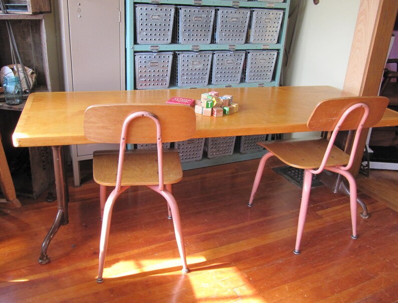 Maple Wood Table Mid Century American Seating School Desk
