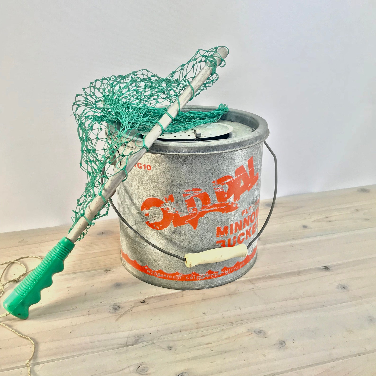 Vintage Floating Minnow Bucket Fishing Tin Bucket With Etsy