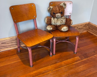 Vintage School Chairs, American Made, Wood and Metal, 9.5" Pre-School Chair, 6 available