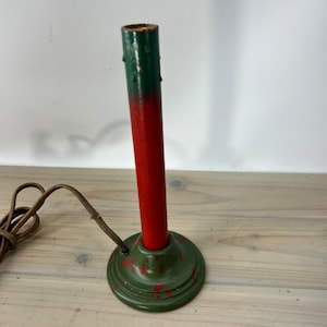 Electric Christmas Candle, Old Electric Window Light, Green and Red Base with Red and Green Candle